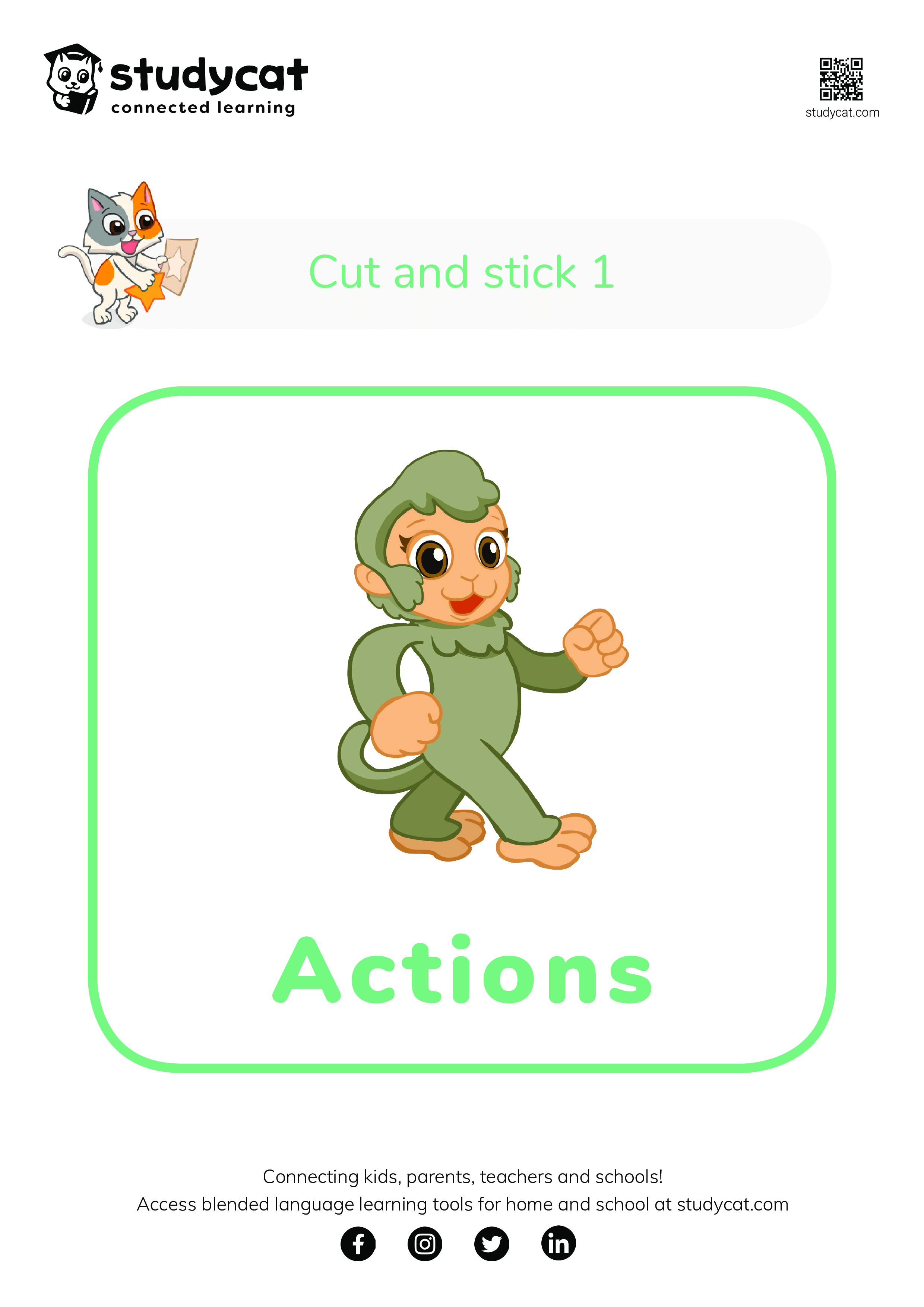 Cut and paste English action words