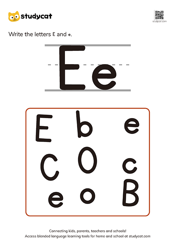 English alphabet 'Ee' writing (1)