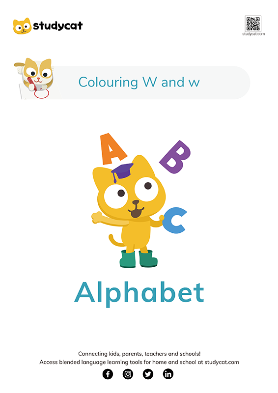 English alphabet 'Ww' colouring
