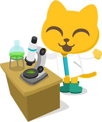 Studycat with science equipment